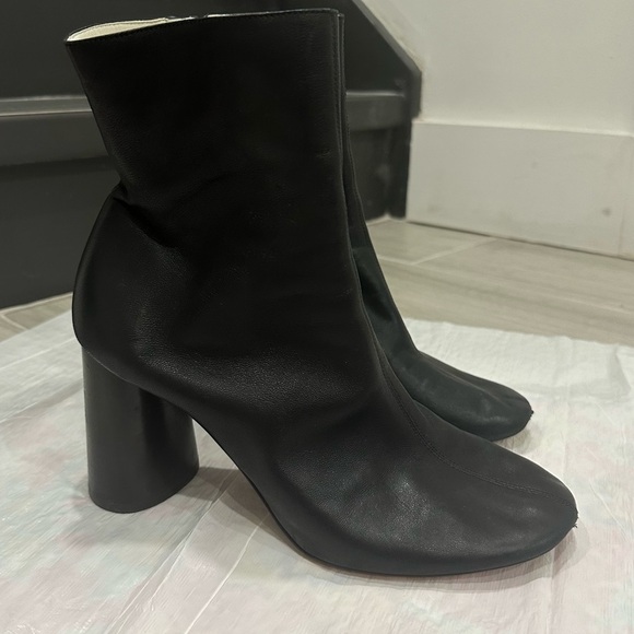 Celine Elliptic Nappa Lambskin Leather Black Heeled Ankle Boots Phoebe Philo 40 - Picture 6 of 15